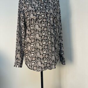 Good American Black & White Snake Print Button-Down Shirt